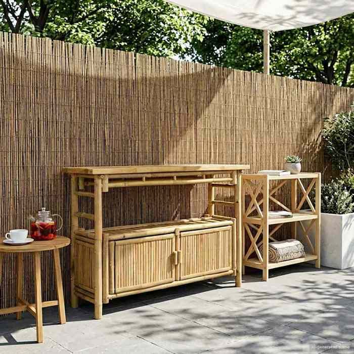vidaXL Table console avec étagère Naturel 110 x 35 x 75 cm Bambou 42028060