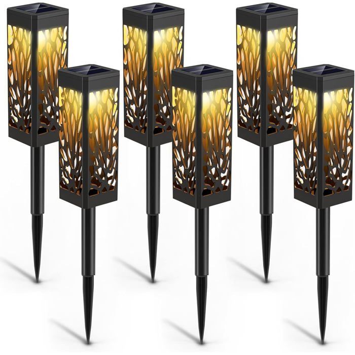 Lot de 6 Lampes Solaires Extérieur Jardin Lanterne Solaire IP65 Étanche pour Chemin Terrasse Allée et Décoration