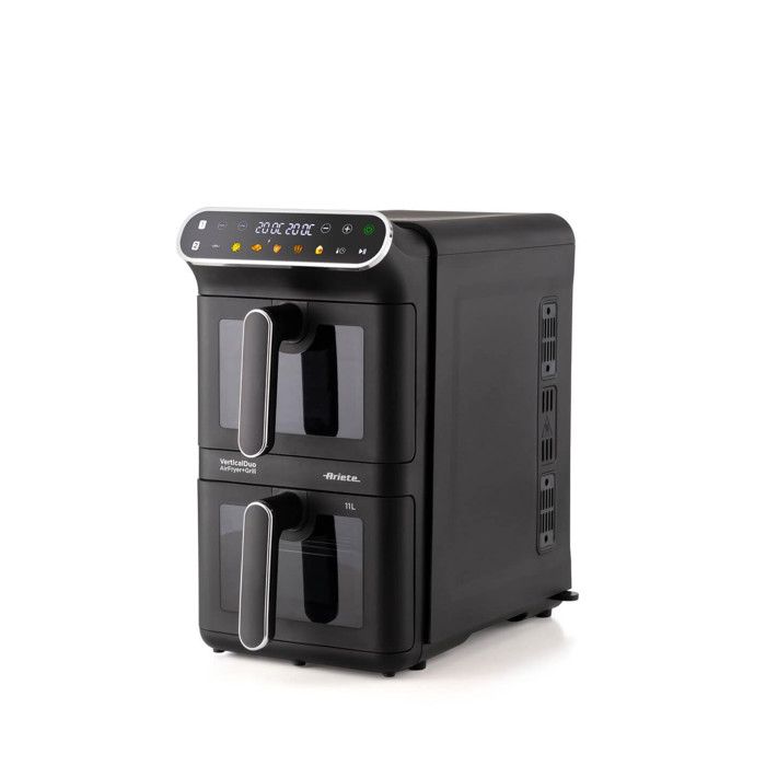 Ariete Friggitrice ad Aria Doppia Verticale 4640 Air Fryer Vertical DUO 6 Programmi Funzione Sync Dual Grill Nera