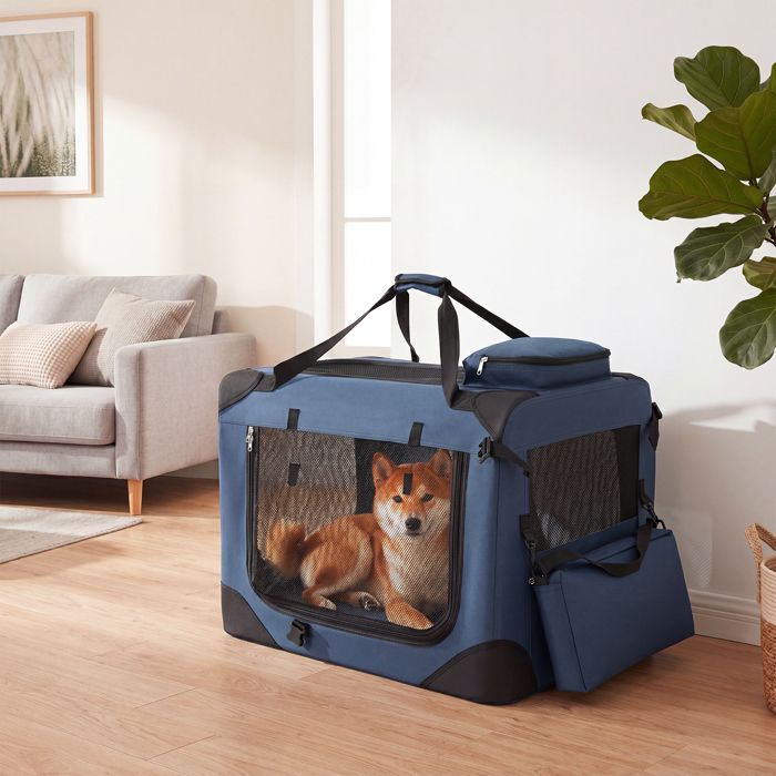Sac de Transport Pliable COSTWAY pour Animaux Jusquà 16kg 3 Portes Fermeture Zippée Coussin Amovible Poches de Rangement Bleu Sac de Transport Pliable COSTWAY pour Animaux Jusquà 16kg 3 Portes Fermeture Zippée Coussin Amovible Poches de Rangement Bleu