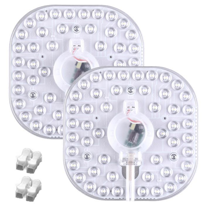 Lot de 2 LED Module Conversion Kit 24W 3 Couleurs LED Carré Lampe Remplacement avec Support Magnétique 160 mm Plafo TUBE LUMINEUX