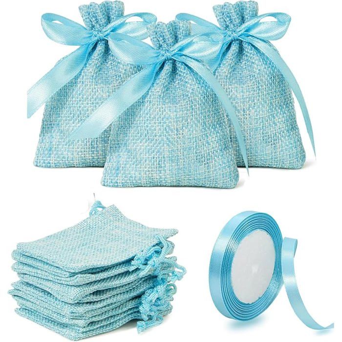 Lot de 30 sacs en jute pour dragéessac de mariagebaptêmecommunionnaissanceanniversairefête (bleu) bleu POCHETTE CADEAU