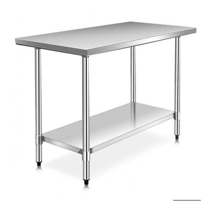 Table de travail inox 122x61x90cm étagère intermédiaire robuste stable et hygiénique facile nettoyer cuisine pro