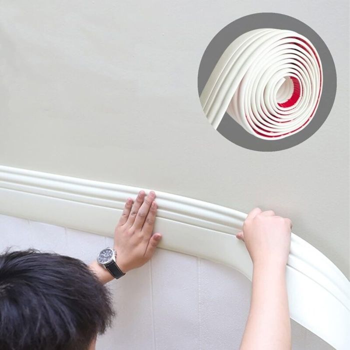 Garniture de plinthe autocollante 2m x 98mm – Résistante à lhumidité et à la corrosion – Facile à installer sur toutes surfaces