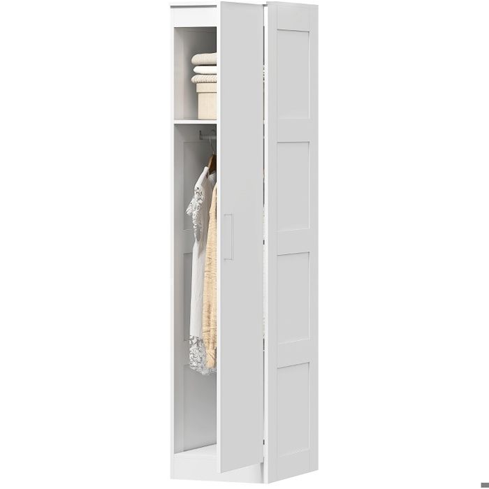 Armoire penderie – Blanc – rangement compact avec tringle – 40 x 52 x 180 cm