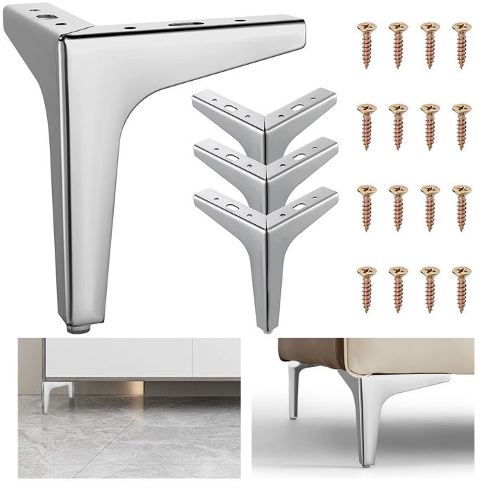 4 Pieds de meuble en fer Argent 15×11×11cm Charge 800kg Stable Triangulaire pour table canapé armoire 4 Pieds de meuble en fer Argent 15×11×11cm Charge 800kg Stable Triangulaire pour table canapé armoire