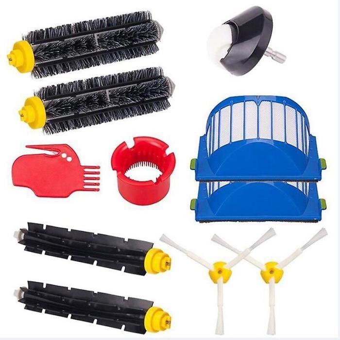 Kit Pièces Rechange Aspirateur IRobot Roomba 600 Et 500 Series - 1 Brosse Principale, 2 Filtres, 4 Brosses Latérales
