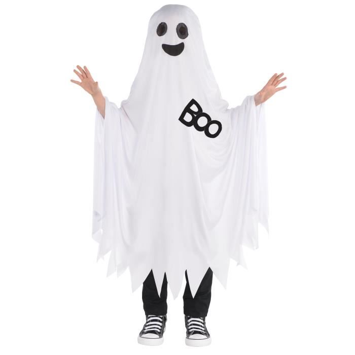 Costume Fantôme Halloween Enfant - Cape, Masque Et Sac à Bonbons Inclus, Effet Luminescent
