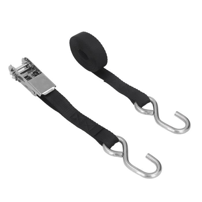 Sangles D'Arrimage à Cliquet 25 Mm X 2 M - Ceintures Tension Robustes 250 Kg, Pour Moto, Kayak, SUP, Bagages, Remorque, Gris