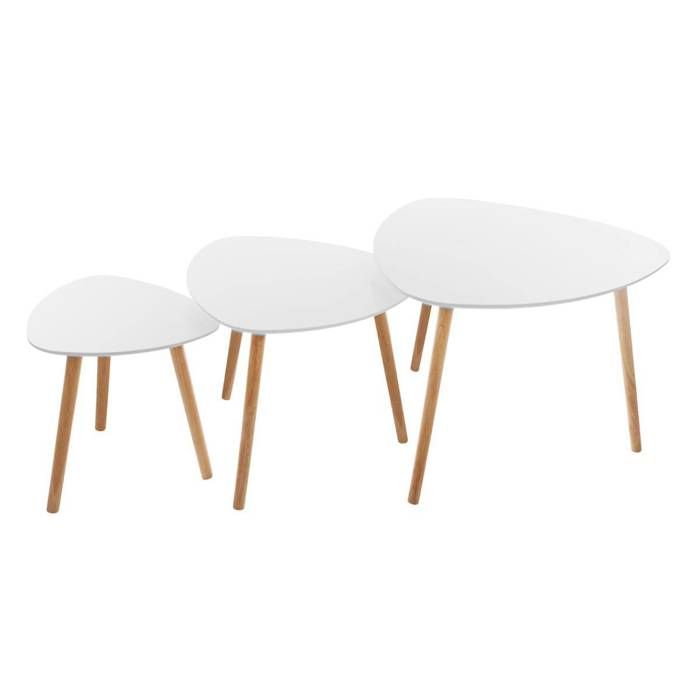 Lot de 3 tables gigognes Mileo blanc L34/46/60cm - Atmosphera Créateur dintérieur