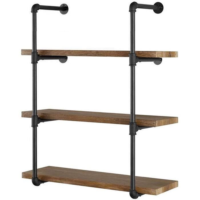 YMYNY Étagère Murale Industrielle 2 Niveaux - Style Tuyaux Rétro, Rangement Rustique Pour Cuisine, Salon, Salle De Bain