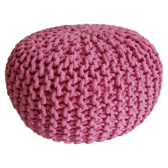 Pouf Rond - SVJ - 45 X 45 X 30 cm - Coton - Rose - Cdiscount Maison