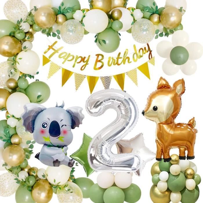 Kit Décoration Anniversaire Vert Or – Ballons, Bannière, Pompons, Guirlande Joyeux Anniversaire