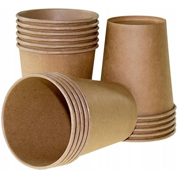 Gobelets Carton Jetables 200 Ml - Lot De 260, Blanc Ou Marron, Résistants Et étanches, Certifiés FSC