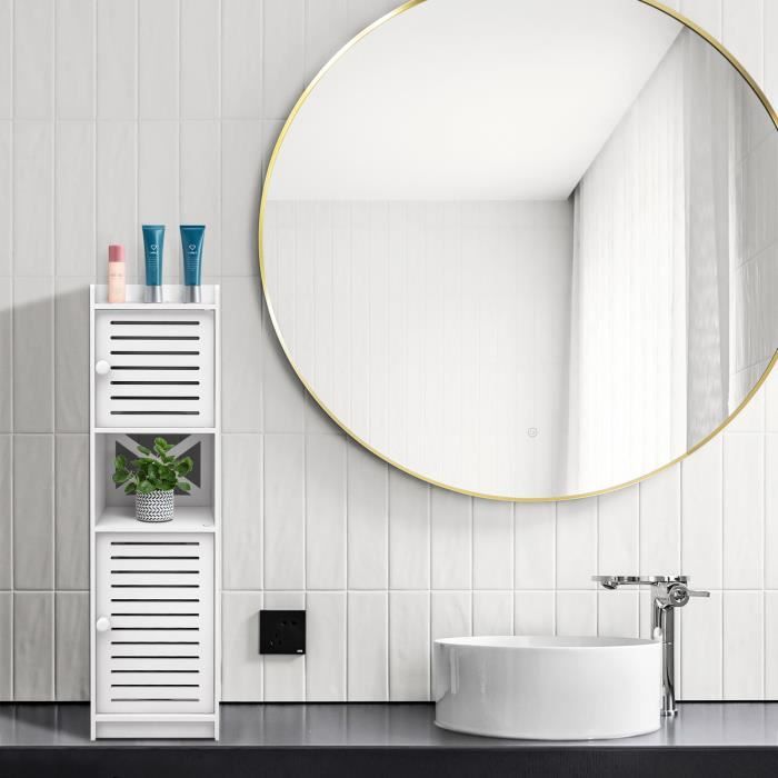 Armoire de salle de bain - GRUS - 22*20*75cm - Blanche - Polypropylène - Design contemporain