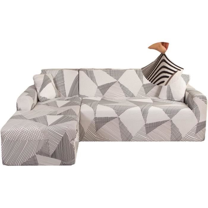 Housse De Canapé D'angle Extensible 190-230 Cm - Imperméable, 1 Pièce, Beige - Protection Anti-taches - 6