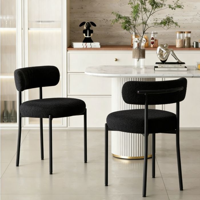 DYHOME Chaise-Lot de 2 Chaises -Chaise de Salle à Manger-Design Modern-Chaise Métallique-Revêtement Rembourré-Noir
