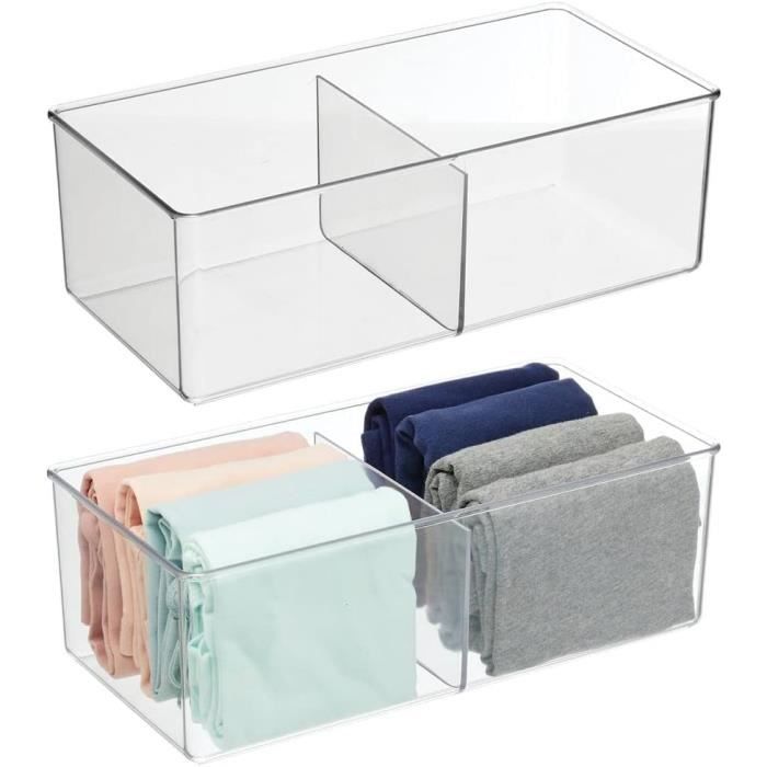 Lot 2 Boîtes à Thé Acrylique Empilables Transparentes Avec Couvercle Et Compartiments - Rangement Pratique