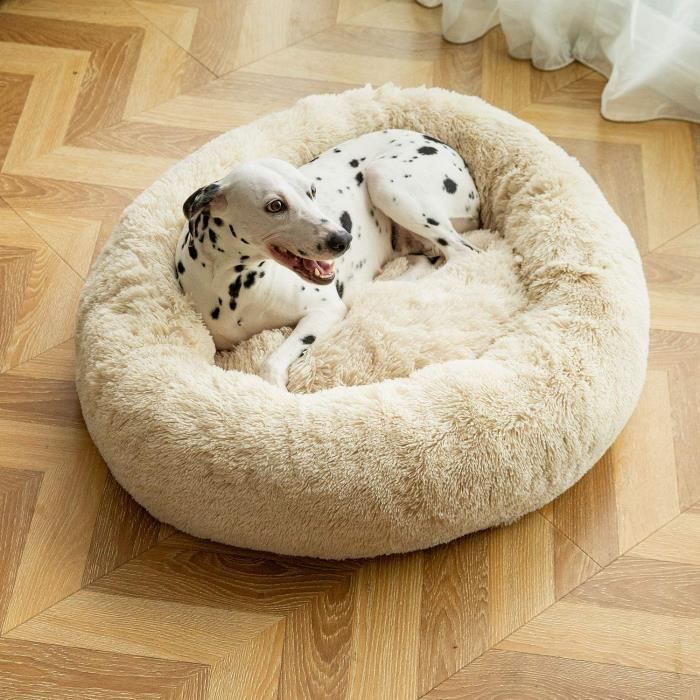 Panier Rond Chien Coussin Chat Panier Donut Dimension Exterieure Lavable Blanc Creme 60cm Cdiscount Animalerie