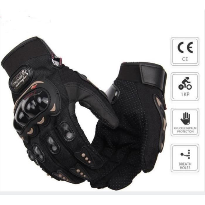 Gants de Moto Scooter Homologué CE Paire Noir Gants Doigt Complet Protection XL