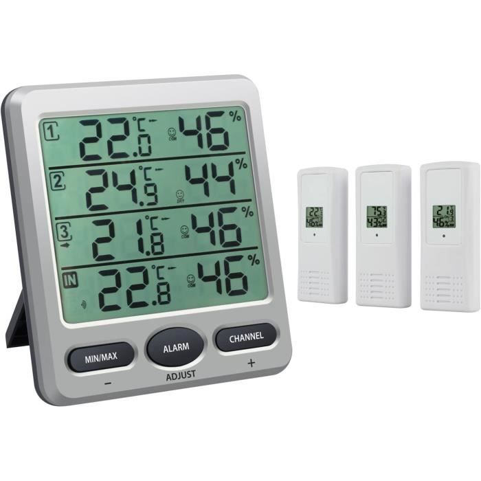 Station Météo Intérieur Extérieur Sans Fil Avec 3 Capteurs - Écran LCD 4,4", Portée 100m, Alertes - 2