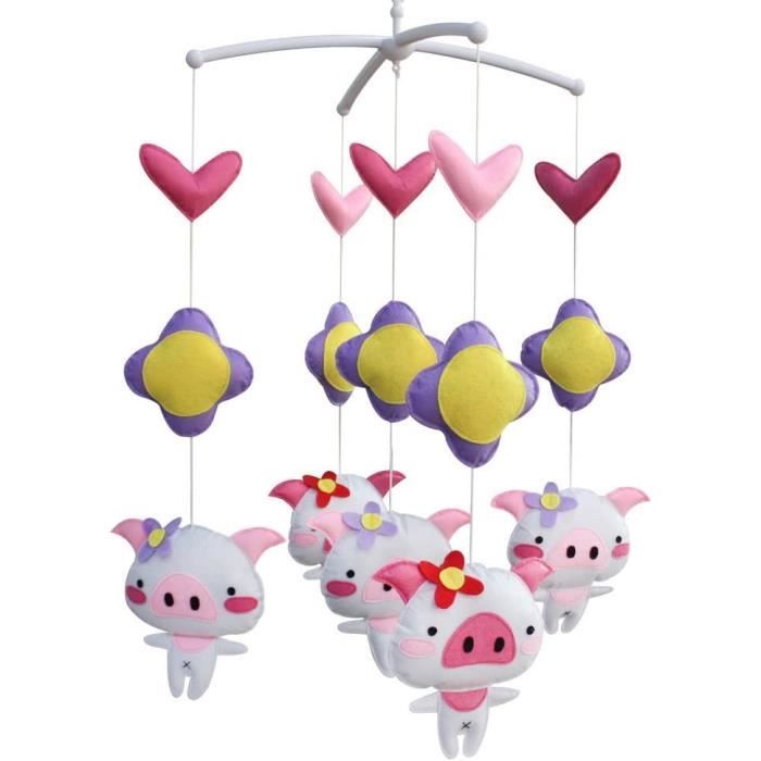 Mobile Musical Pour Bébé Lavable - Sons Apaisants, Couleurs Vives - Pour Lit, Poussette, Développement Sensoriel