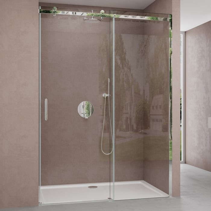 Porte De Douche Coulissante Idralite Prime 110cm – Verre Transparent, Gauche