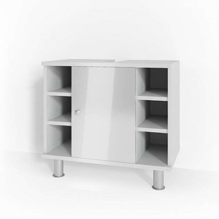 Meuble Sous Vasque Vicco Perry - 60x55,6x31,1 Cm - Béton Mat Et Blanc - Avec étagères, Rangement Salle De Bain