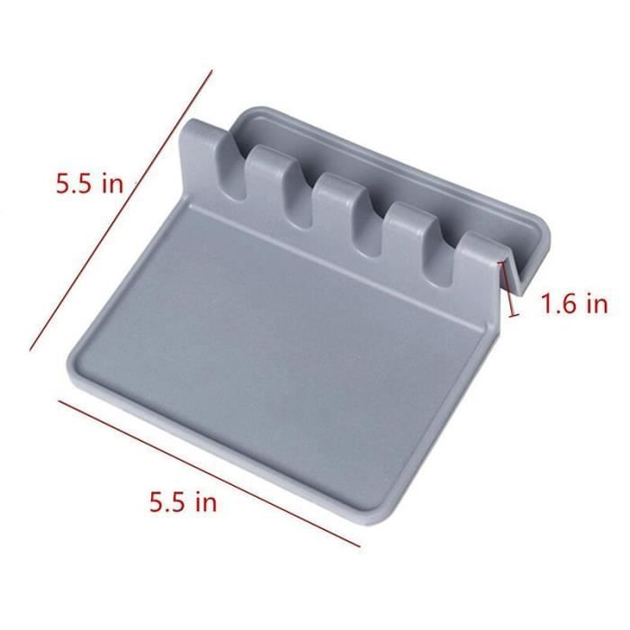 Fyuan Repose cuillère en Silicone-Grand Cuisine en Silicone spatule,Repose cuillère Silicone Spoon Holder Gris 