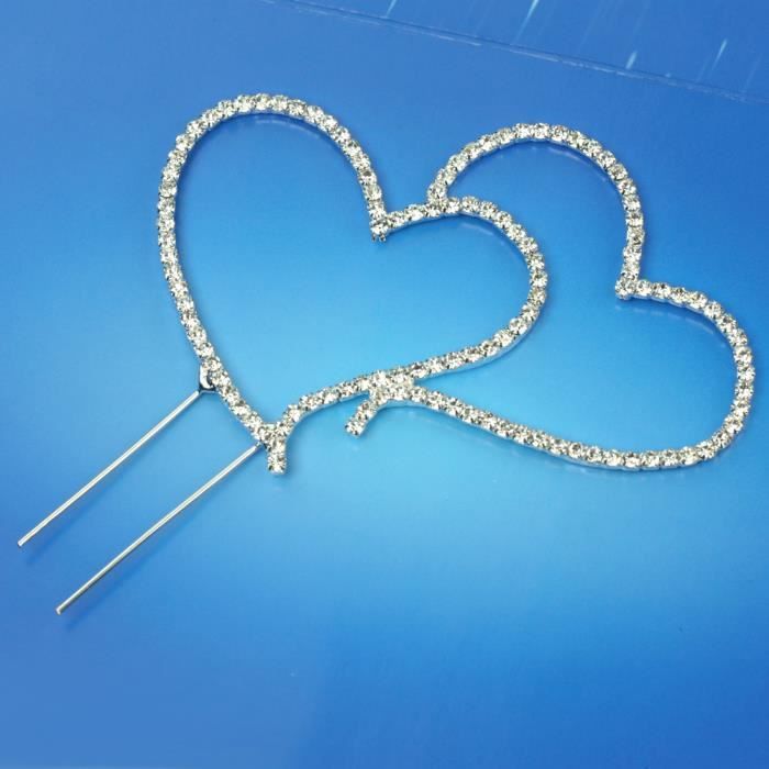 Topper Double Cœur Strass Deco Gateau Mariage Anniversaire Saint Valentin Soiree Cdiscount Sport
