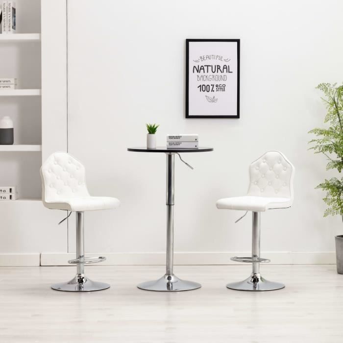 mag - chaise de bar - tabouret haute de bar contemporain 39 x 51 x (93,5-114) cm blanc similicuir🐰😺7557