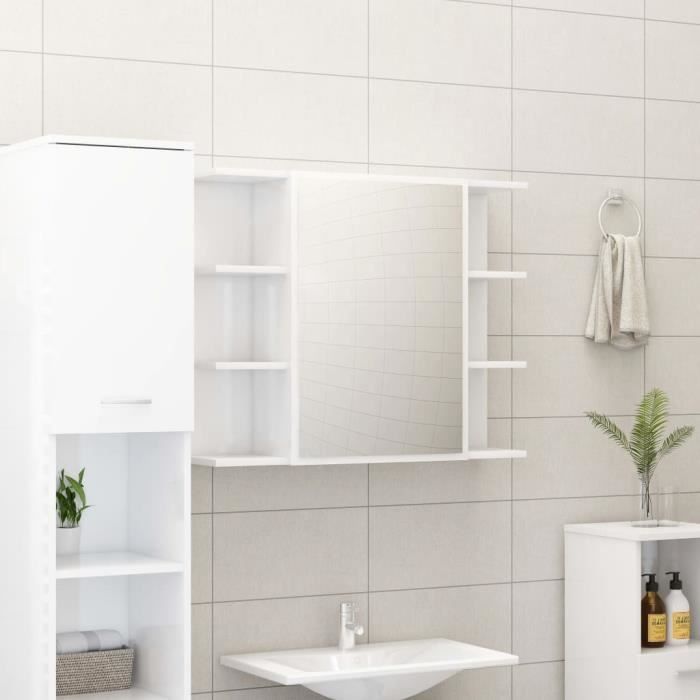 meuble de salle de bain à miroir design - fncm® - colonne salle de bain - blanc brillant - contemporain - design
