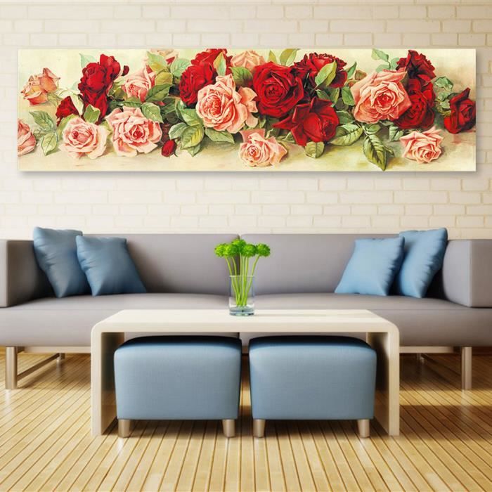 5d Peinture Diamant Fleur Rose Rouge Broderie Cristal Décor Mural