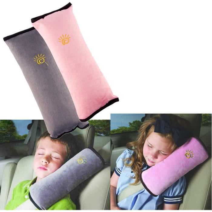 2Pcs Siège enfant Kid véhicules de ceinture harnais d'épaule Auto Voiture Coussin Protège-ceintures Amovible Lavable (Gris + Rose)