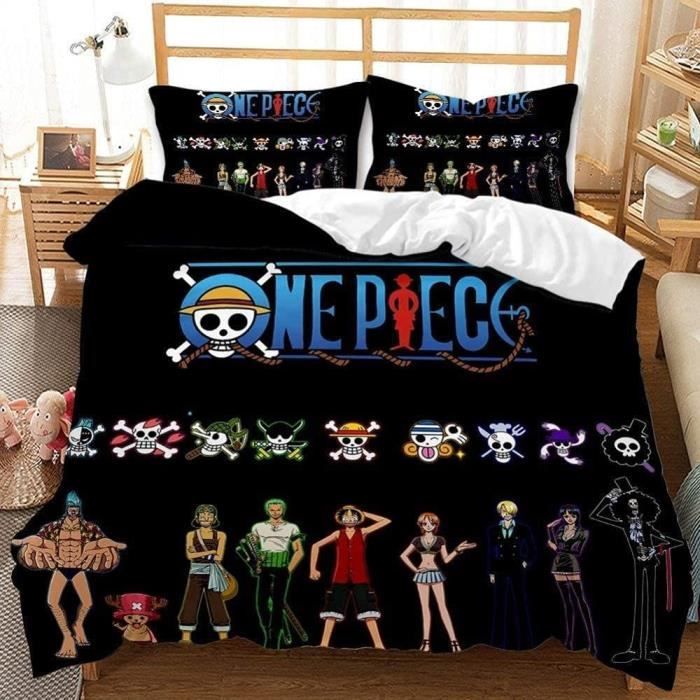Parure De Lit One Piece Wanted - Housse Couette 140x200cm + Taie 65x65cm - Luffy Et Son Équipage - Polycoton