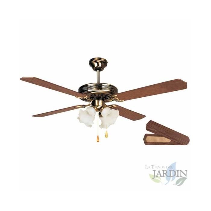 Ventilateur de plafond - Orbegozo - Modèle avec lumière - 4 pales réversibles - 132 cm - 60 W - 3 vitesses - Orbegozo