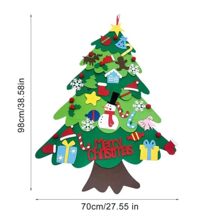 Sapin De Noël En Feutre Wuyue Hua – 32 Décorations à Accrocher, Guirlande LED Offerte, Pour Les Petits Dès 2 Ans