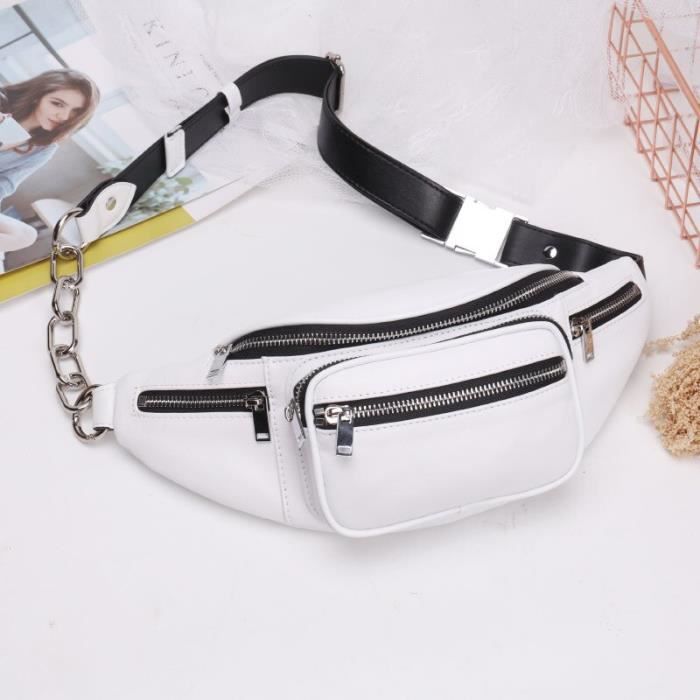 Pochette Ceinture Unisexe 4 Fermetures éclairs - Banane Course Vélo Rando - Noir/Bleu
