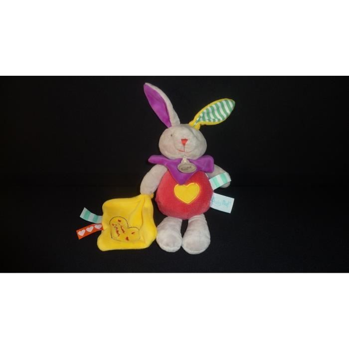 Doudou Lapin Livella Avec Couverture - 40x40cm - Coton Bio Oeko-Tex - Pour Bébé