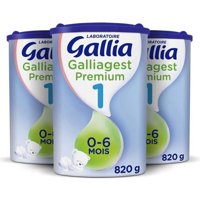 Laboratoire Gallia - Galliagest Premium 1er âge - Lait en Poudre pour Bébé  - Lait Bébé de 0 à 6 Mois - Dès La Naissance - Lot de 3x820g : :  Epicerie