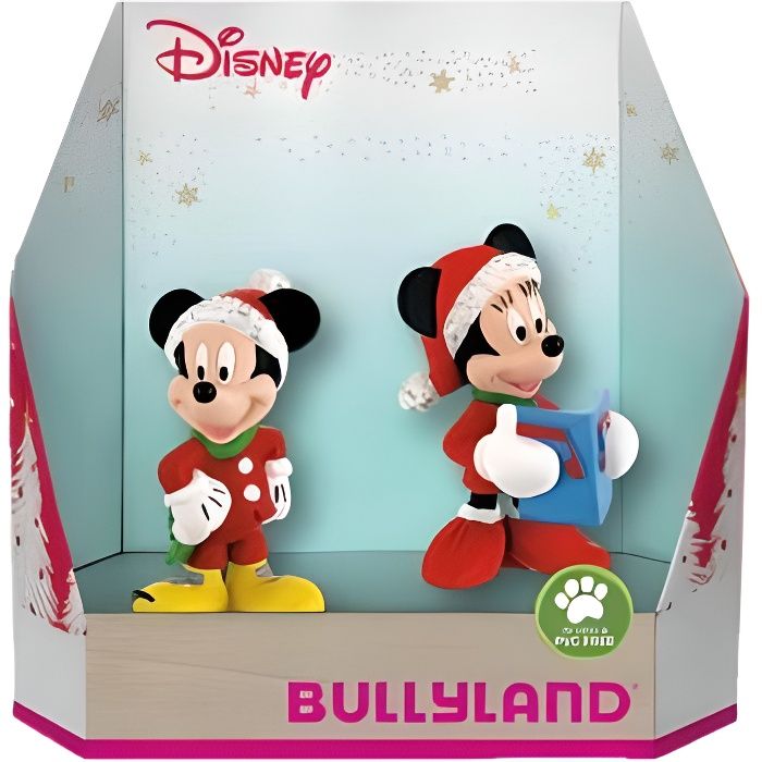 Figurines Mickey Noël - Bullyland - Pack de 2 - Licence Mickey