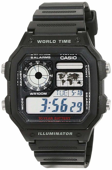 Casio Montre - AE-1200WH-1AVEF - Chronographe - Alarme - Résistante à leau 10 Bar pour homme