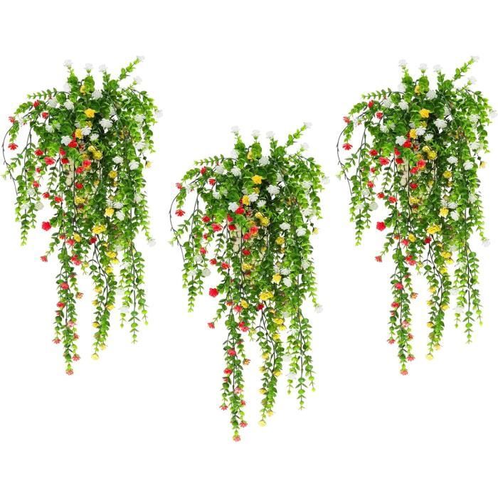 Lot De 2 Plantes Artificielles Tombantes 75 Cm - Faux Pétunias Violets, Résistantes Aux UV, Pour Décoration Murale Intérieur/extérieur - 8