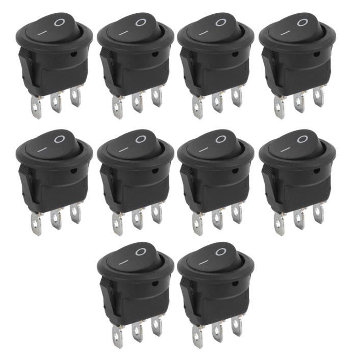 Interrupteur à Bascule Rond 4 Bornes - ON/OFF, AC 250V/6A | Lot De 5 Pièces | Pour Bateau, Voiture, Appareils Électriques