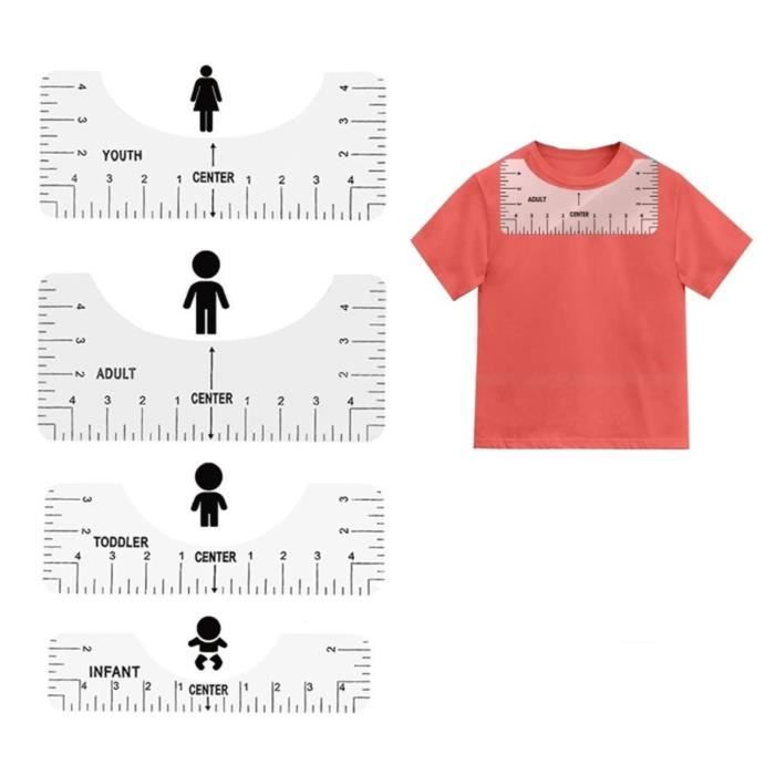 Guide d'alignement du tee-shirt. Modèle pour tout-petits. Règle pour