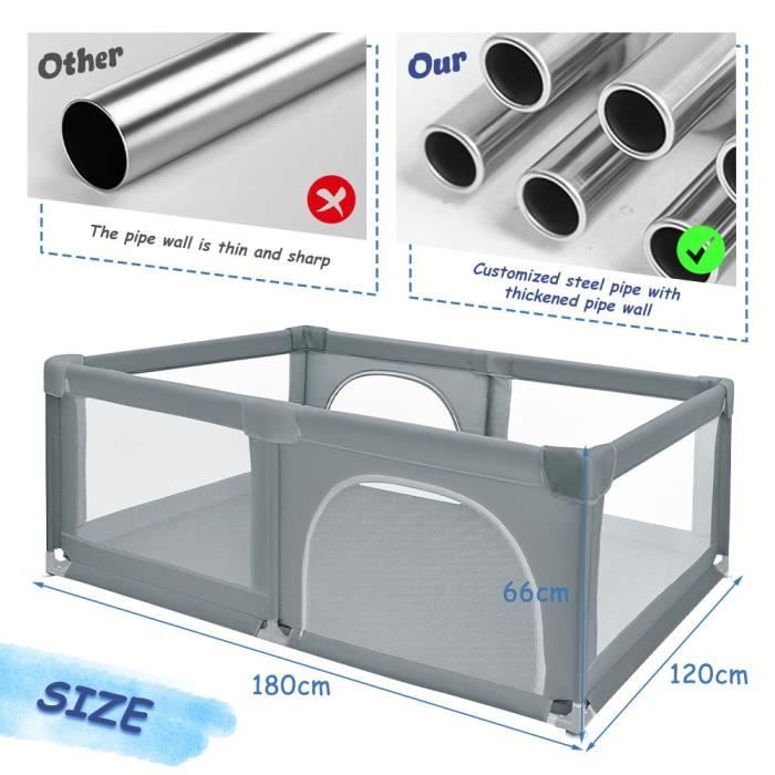 XUANYU Parc Bebe Modulable 180 X 120 X 66 Cm En Tissu Oxford