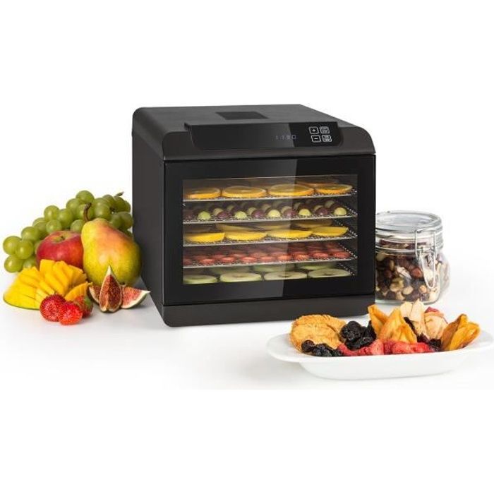 Klarstein Arizona Jerky Déshydrateur alimentaire 500W - 6 plateaux - Température réglable de 35 à 70°C - Ecran tactile numérique