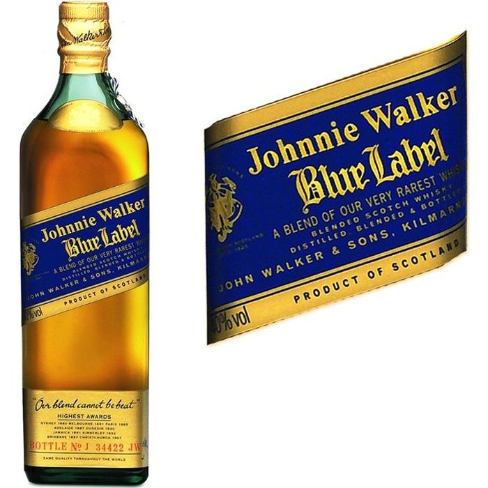 Johnnie Walker Blue Label Whisky en coffret avec deux verres, alcool, 40 %,  7