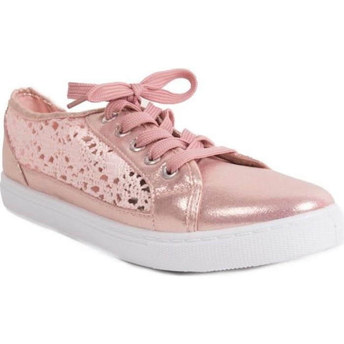 Baskets Femme - Primtex - Dentelle - Grandes Pointures 41-44 - Rose Rose - Cdiscount Chaussures