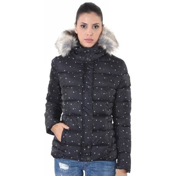 doudoune femme bleu et marron